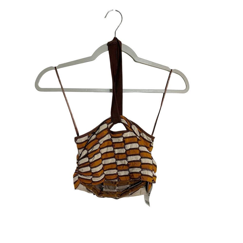 Urban Outfitters Honeycomb Halter Crop Top Tan Brown Size M / L NEW